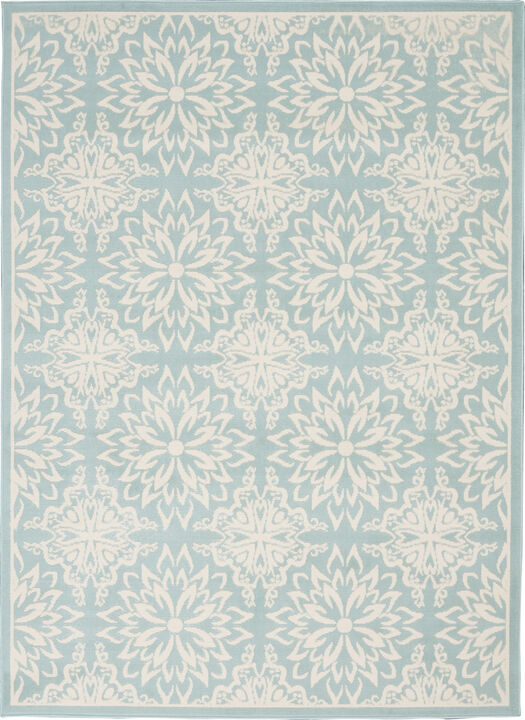 4 X 6 Aqua Floral Power Loom Area Rug