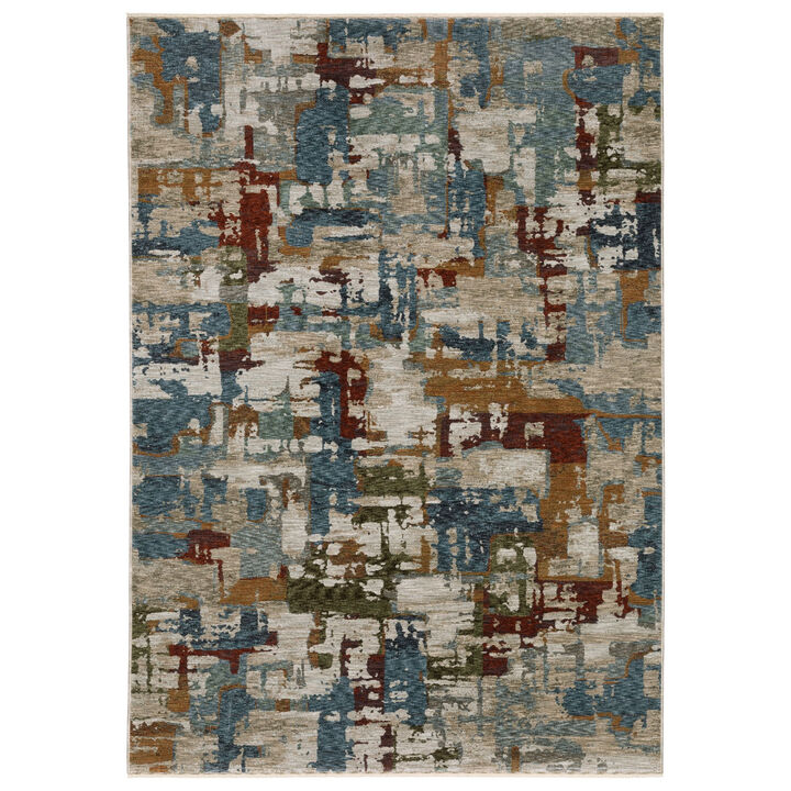 HomeRoots Abstract Distressed Area Rug With Fringe