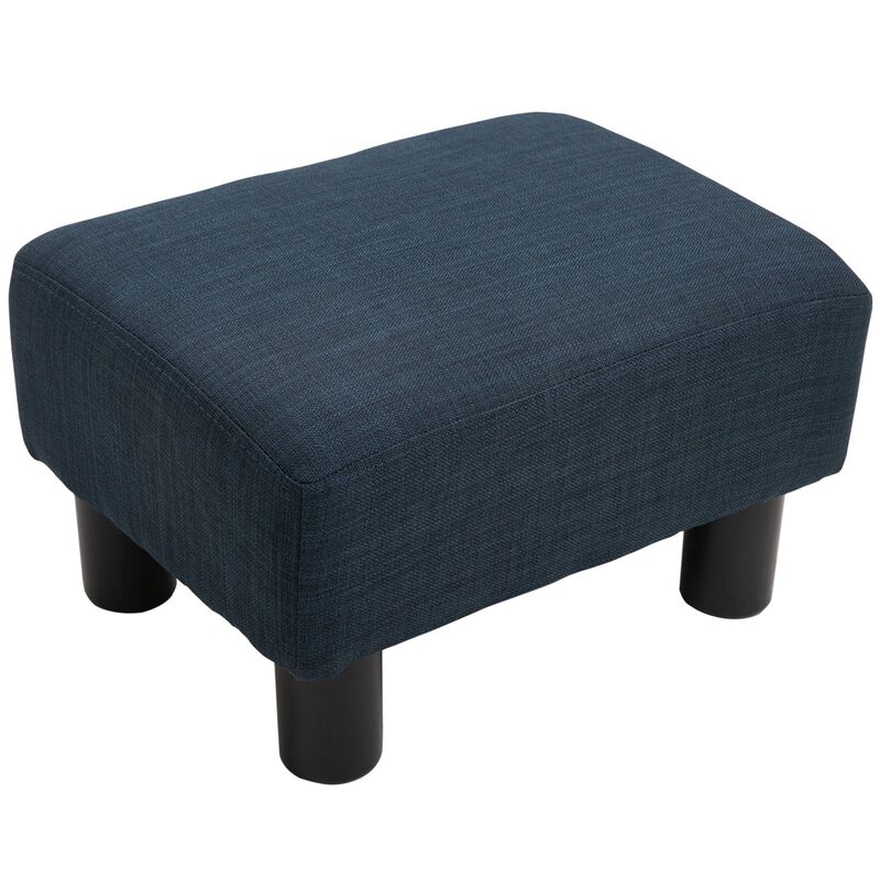 16" Cube Modern Linen Fabric Pouf Footrest Ottoman - Dark Blue