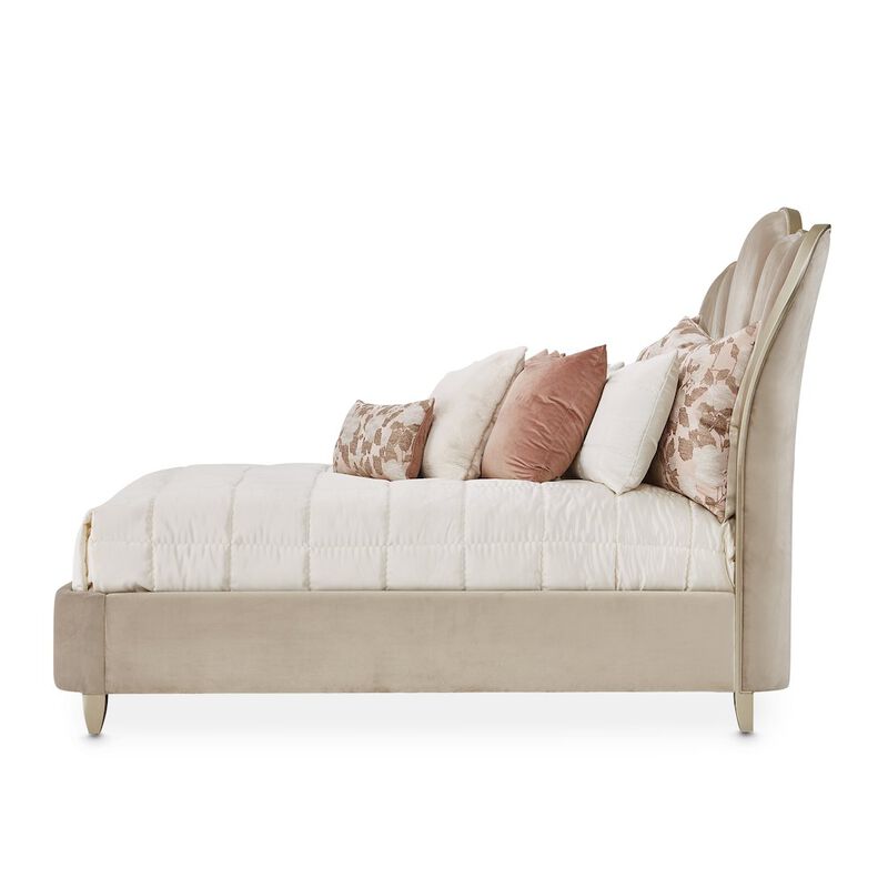 Michael Amini Villa Cherie Queen Channel Tufted Bed - Hazelnut