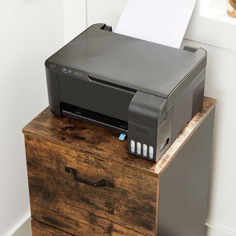 BreeBe Industrial Brown 2 Drawer File Cabinet on Wheels