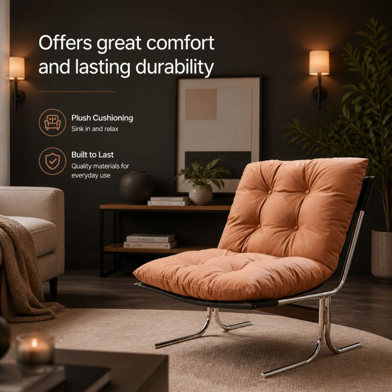 GOODSILO Modern High Back Accent Armchair Soft Padded Upholstered Single Seat Chair for Living Room Home Office Bedroom image number 4