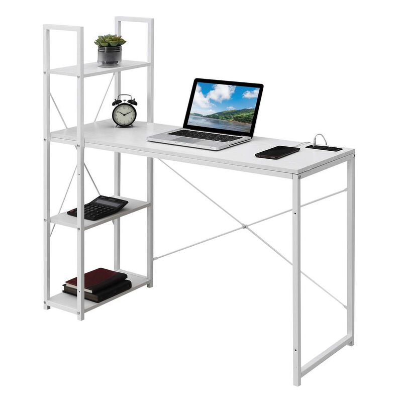Convenience Concepts Designs2Go Office Workstation with Charging Station and Shelves, R4-0559