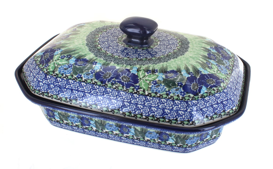 Blue Rose Polish Pottery Teresa Large Covered Baker