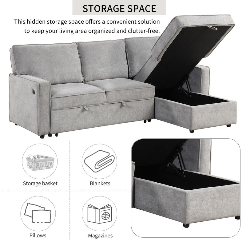 Merax Upholstery Sectional Sleeper Sofa with Storage