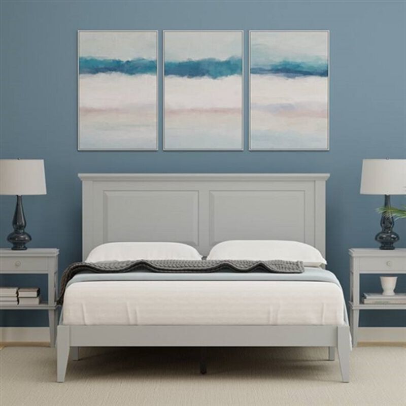 Classic Solid Oak Platform Bed &ndash; Sturdy Wooden Frame with Traditional Headboard