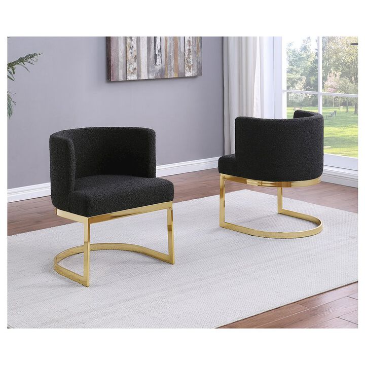 Black With Gold Chrome Base Barrel Chair (Single Chair)