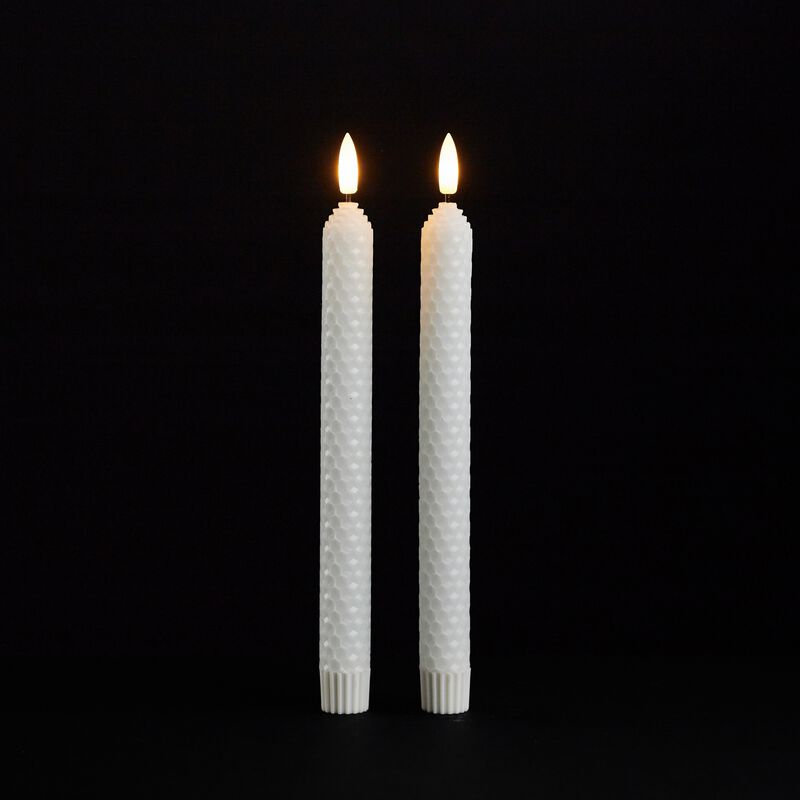 Set of 2 Taper Candles – Textured Wick Candles for Centerpieces, Mantels & Romantic Lighting