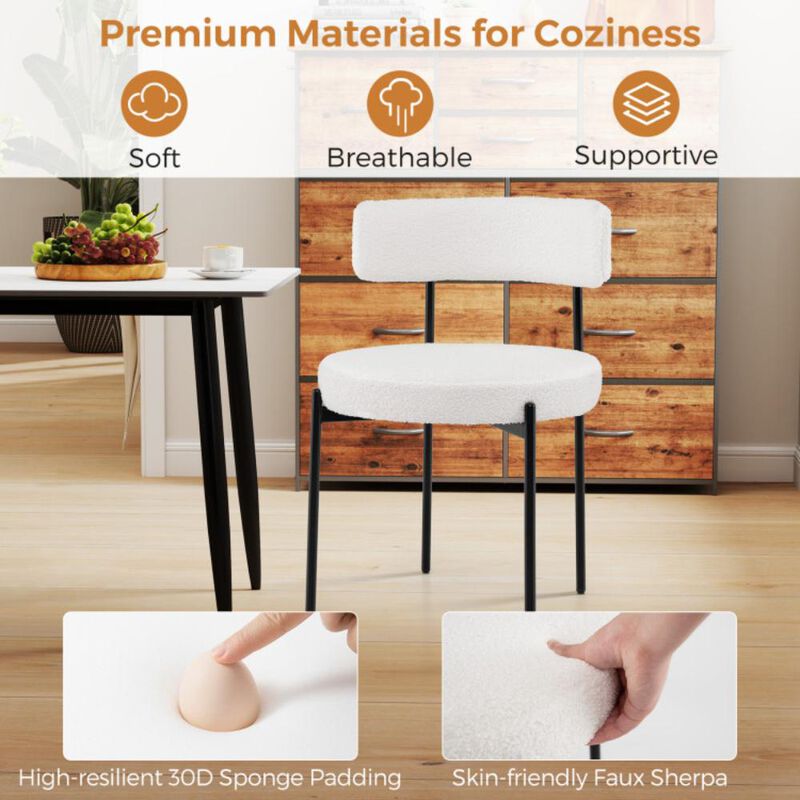 Hivvago Boucle Dining Chair with Curved Backrest and Metal Legs Set of 2