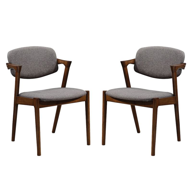 Simple Relax Set of 2 Dining Side Chairs in Grey and Dark Walnut image number 0