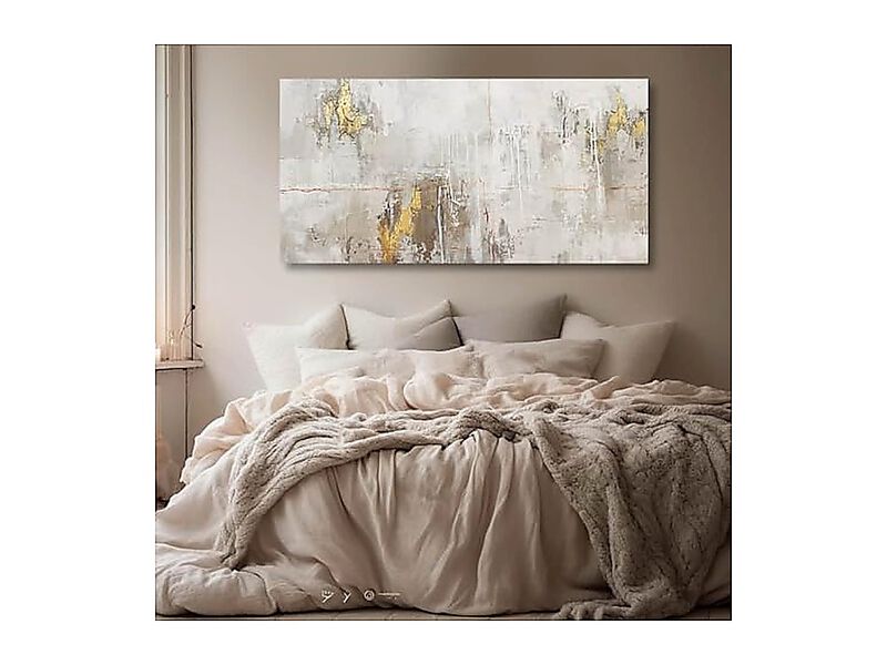 White Abstract Decor Textured Wall Art Office Master Bedroom Gold Walls 24 X 48 image number 2