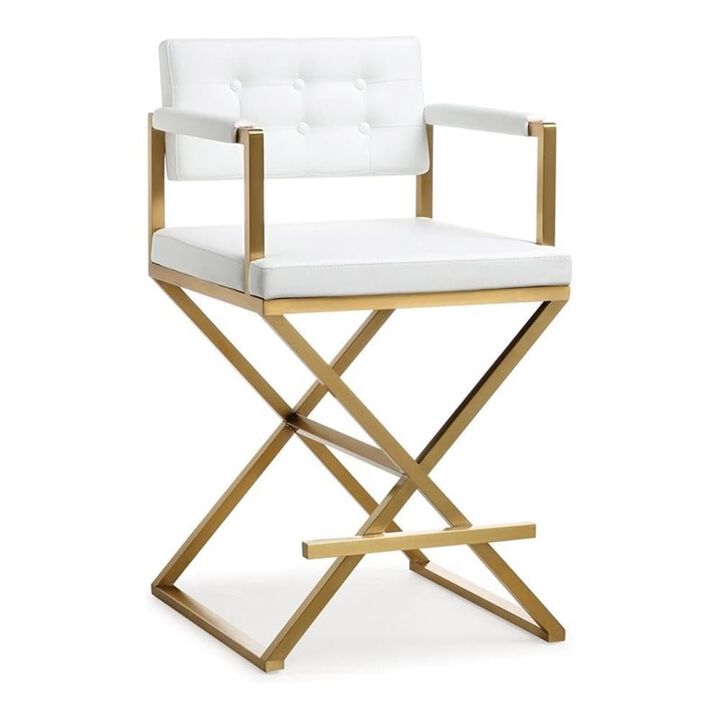 Tov Furniture Director Steel Counter Stool, Standard, White
