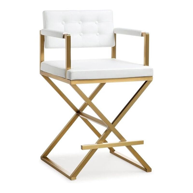 Tov Furniture Director Steel Counter Stool, Standard, White image number 0