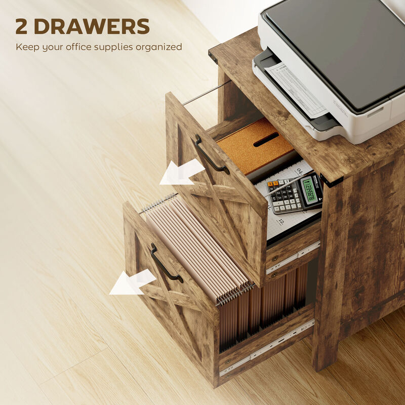 Hivvago Rustic 2-Drawer Vertical Filing Cabinet for Home or Office image number 4