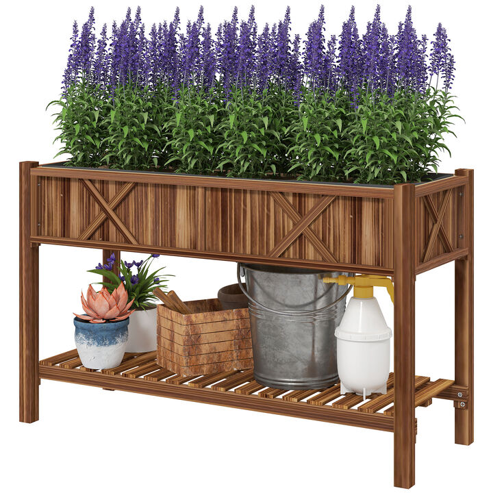Hivvago 47" Wood Raised Garden Planter with Storage and Drainage