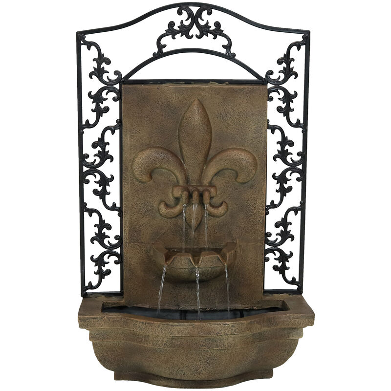Sunnydaze French Lily Polystone Outdoor Solar Wall Fountain