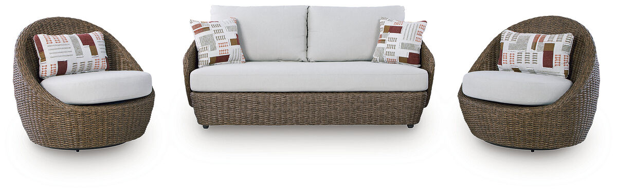 Cardiff Beach Outdoor Loveseat and Swivel Chairs Set of 3