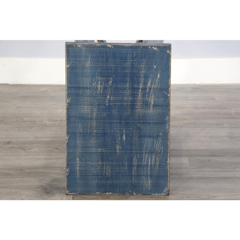 Sunny Designs Marina Farmhouse Mahogany Wood Chair Side Table in Ocean Blue