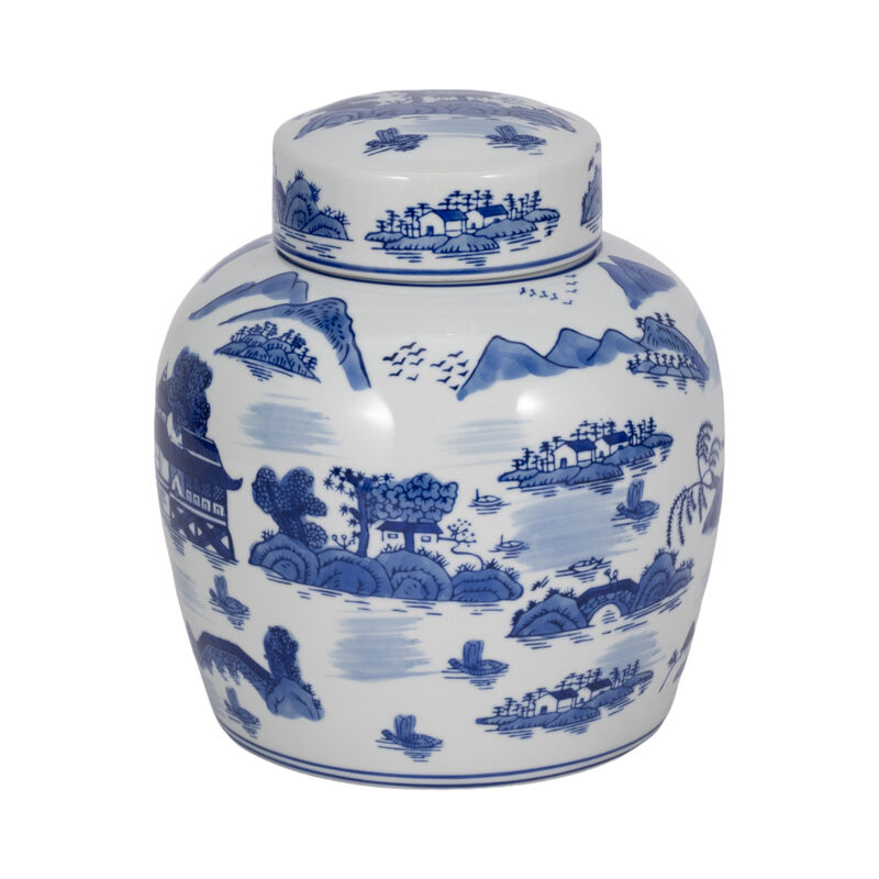 Cer, 9"h Rounded Jar W/ Lid image number 0