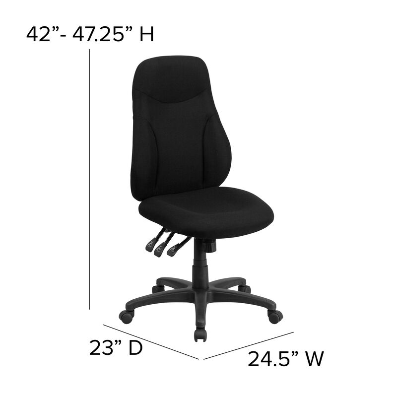 Hughes High Back Fabric Multifunction Swivel Ergonomic Task Office Chair image number 6