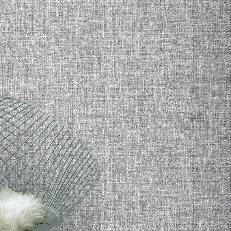 Elfrida Grey Linen Wallpaper image number 3