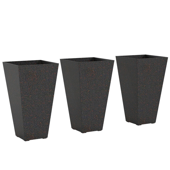 Hivvago 3-Pack 28" Tapered Planters with Marble Finish