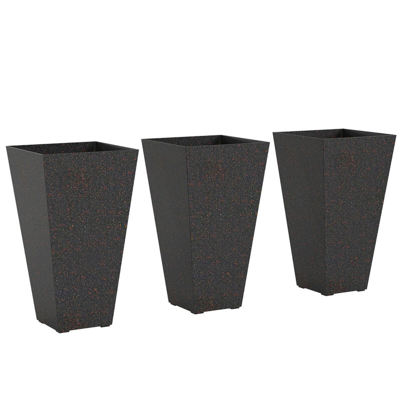 Hivvago 3-Pack 28" Tapered Planters with Marble Finish image number 0