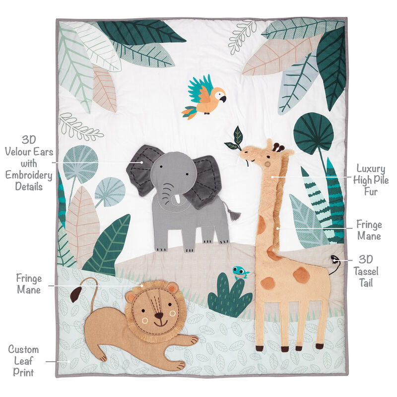 Lambs & Ivy Jungle Friends 5-Piece Safari Animals Nursery Baby Crib Bedding Set