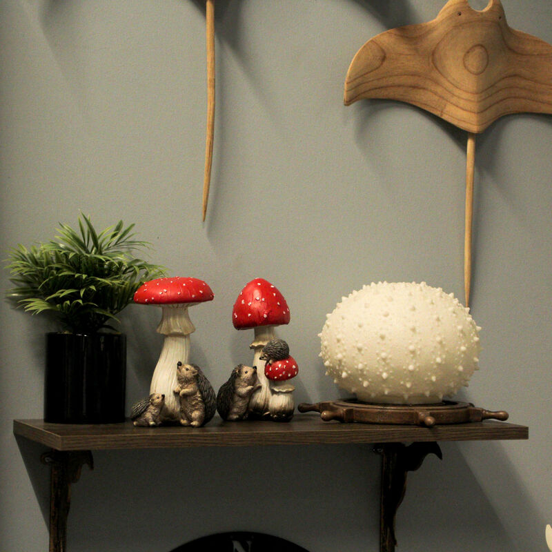 Hedgehogs and Mushrooms Statue Set &ndash; Hand-Painted, Nature-Inspired Decor image number 4