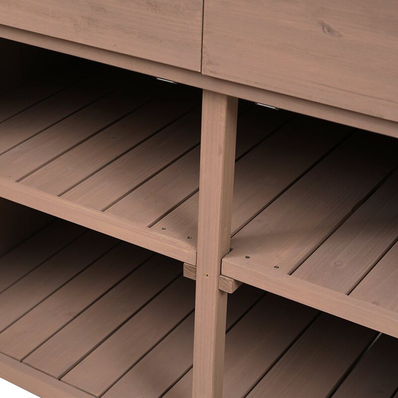 Garden Potting Bench with Storage Shelf, Drawer & Cabinet, Fir Wood Workstation
