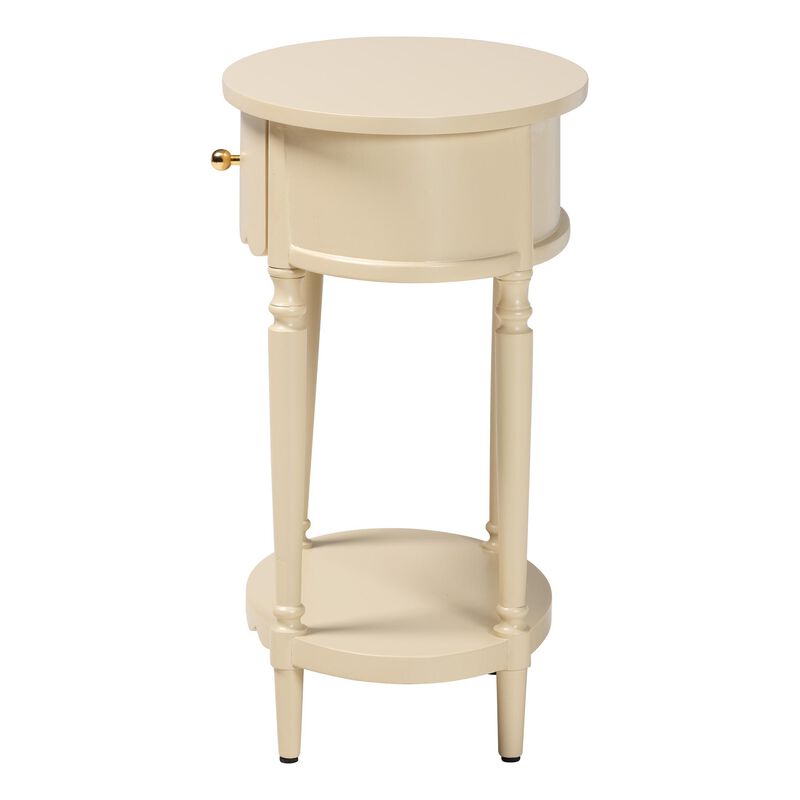 bali & pari Liba End Table - 1-Drawer Accent Table with Scalloped Detailing and Open Shelf Storage for Hallway, Entryway, and Living Room image number 3