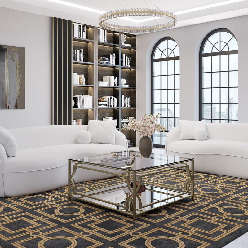 90210 Furniture Edward Square Coffee Table Brass