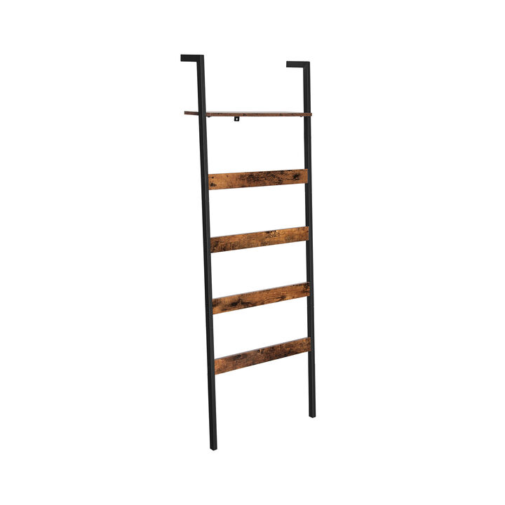 Blanket Ladder Shelf - Wall-Leaning Steel Frame Towel Rack with Storage Shelf