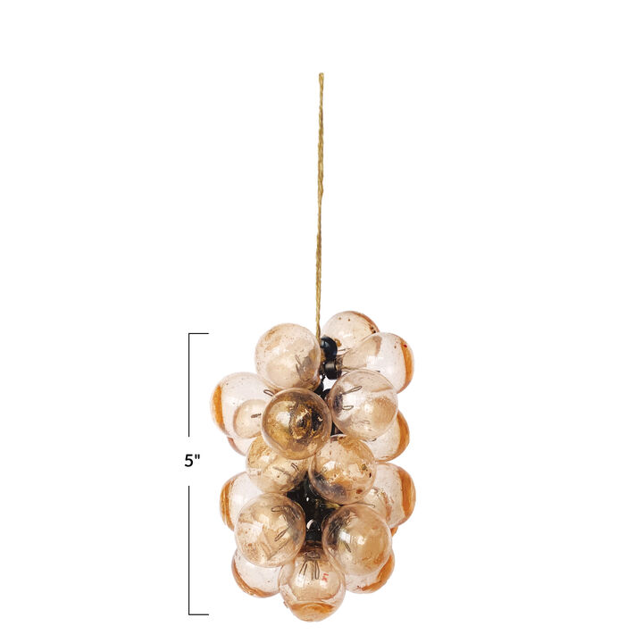 Blush Glass Ball Cluster Ornament with Iron Accents