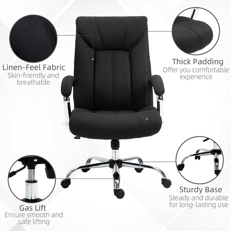 Vinsetto High Back Home Office Chair, Computer Desk Chair with Lumbar Back Support and Adjustable Height, Black