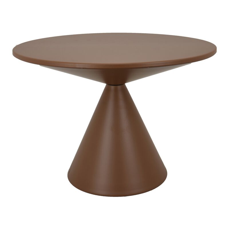 Jammy Plant Stand Table, Round 24 Inch Top, Brown Metal Cone Base - Benzara
