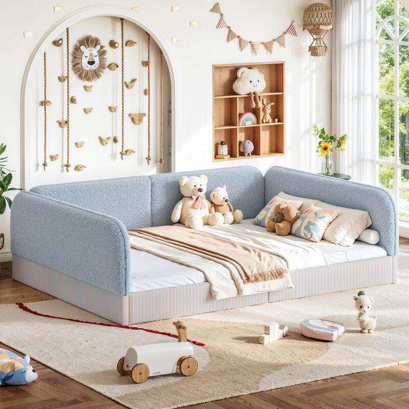 Vosang Teddy Boucl&eacute; Upholstered Kids Daybed Frame image number 1