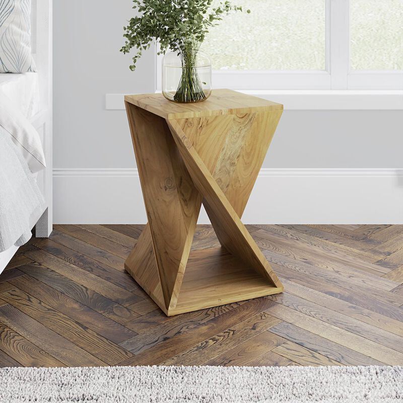 Jofran Global Archive Solid Mango Hardwood Modern Angled Jasper Table