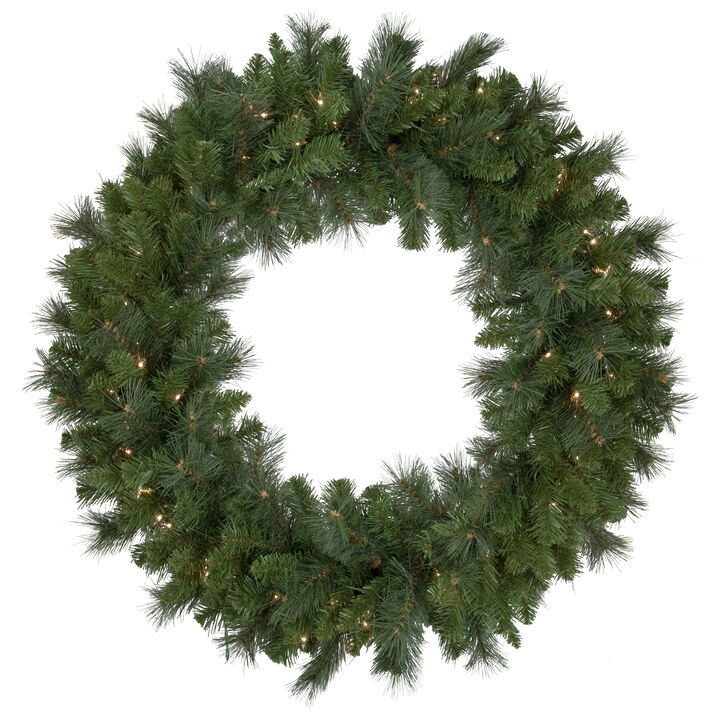 Mixed Beaver Pine Artificial Christmas Wreath  36-Inch  Clear Lights