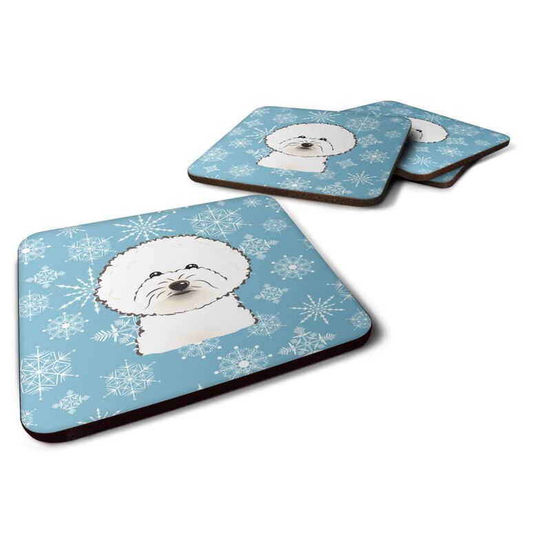 Caroline's Treasures BB1651FC Snowflake Bichon Frise Foam Coasters (Set of 4), 3.5, Multicolor