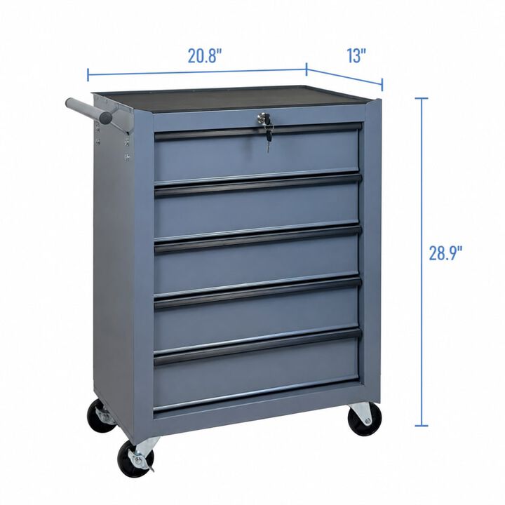 ELEMENT ACE Rolling 5-Drawer Metal Tool Chest with Ball Bearing Slides, Storage Organizer with Casters for Garages & Workspaces