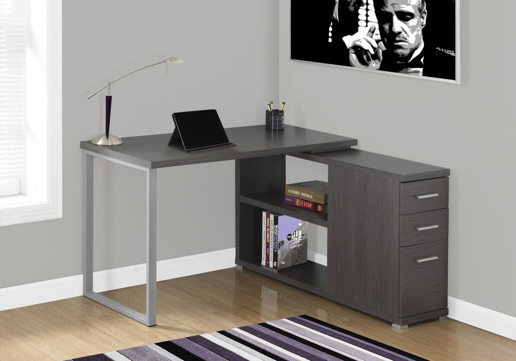 Monarch Specialties Computer Desk, Home Office, Corner, Left, Right Set-Up, Storage Drawers, L Shape, Work, Laptop, Metal, Laminate, Grey, Contemporary, Modern
