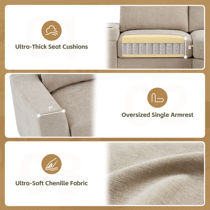 Merax Customizable Modular Sofa with Cloud-Like Comfort, Movable Ottoman, Flippable Console Lid image number 7