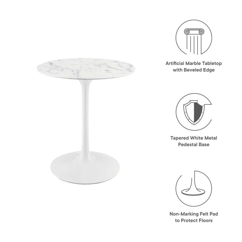 Modway - Lippa 28" Round Artificial Marble Dining Table White image number 6
