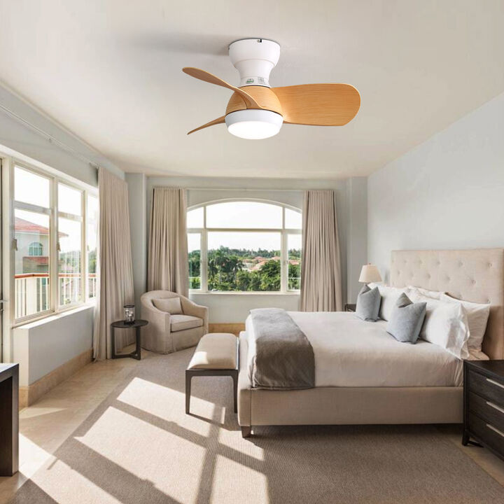 ELEMENT ACE 52 Inch Indoor Ceiling Fan With Dimmable LED Light 3 Solid Wood Blades Remote Control Reversible DC Motor