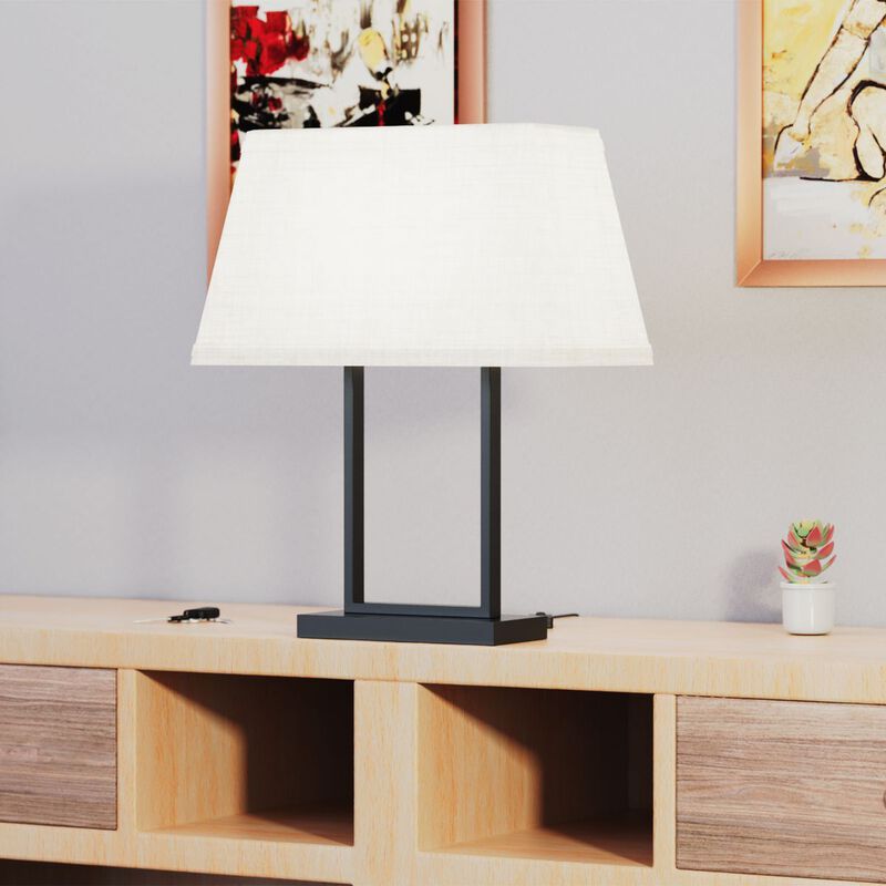 Modern Rectangular Table Lamp with Fabric Shade - 22 in. - E26 Bulb Compatible - Sleek Design