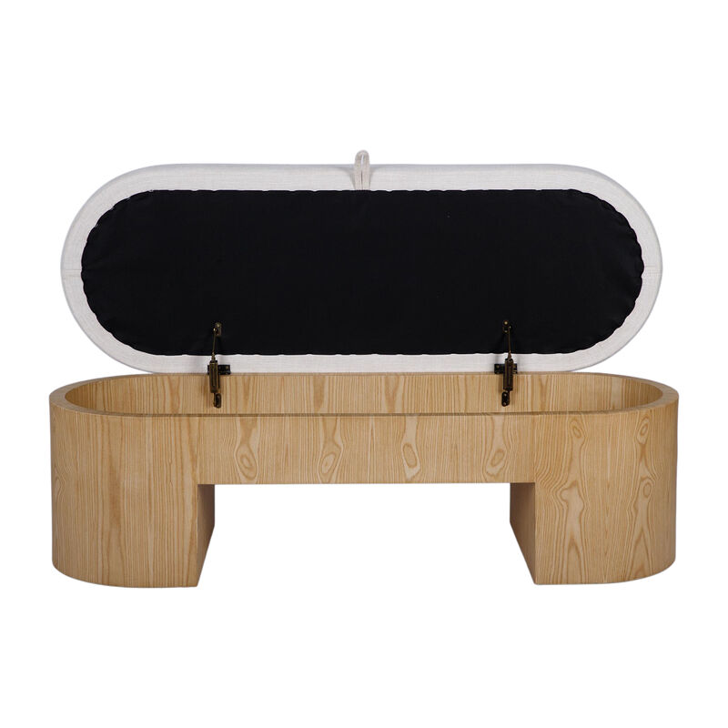 Poppi Cream Performance Fabric Storage Bench image number 3