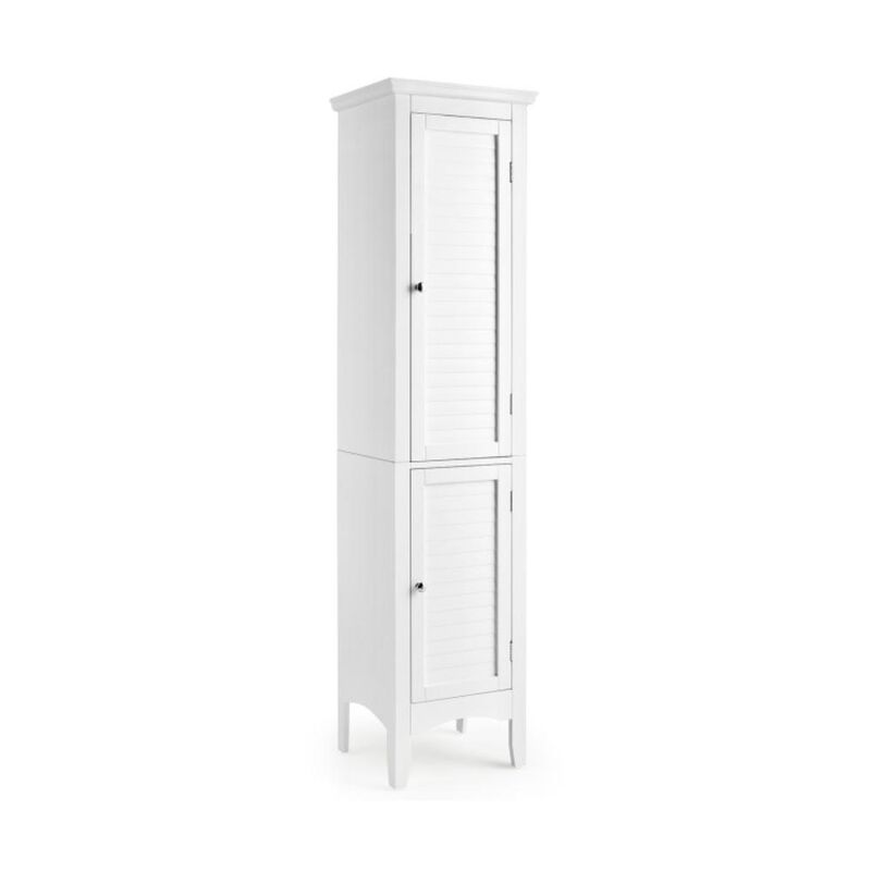 Hivvago Tall Bathroom Floor Cabinet with Shutter Doors and Adjustable Shelf
