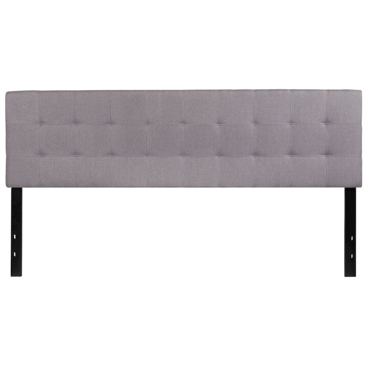 Flash Furniture Tufted Upholstered King Size Headboard in Light Gray Fabric