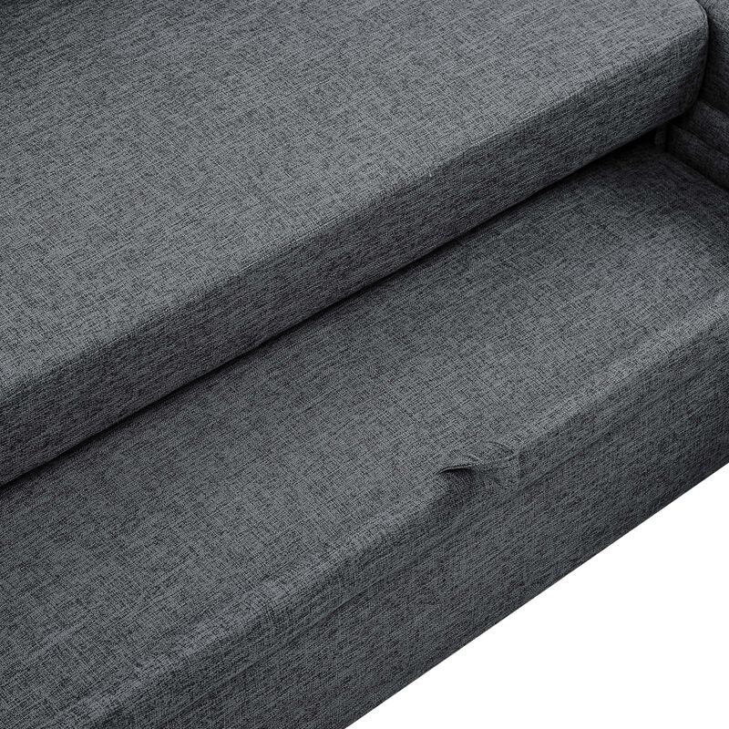 Nalkir 86 Inch Linen Blend Sleeper Sectional Sofa image number 8